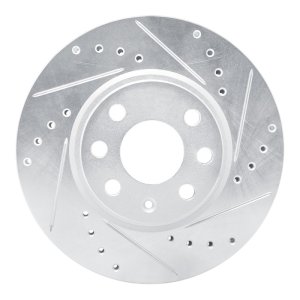 Chevrolet Corsa Brake Rotor (1) - Front Right - R1 Concepts - Drilled & Slotted - Silver - `02-`17